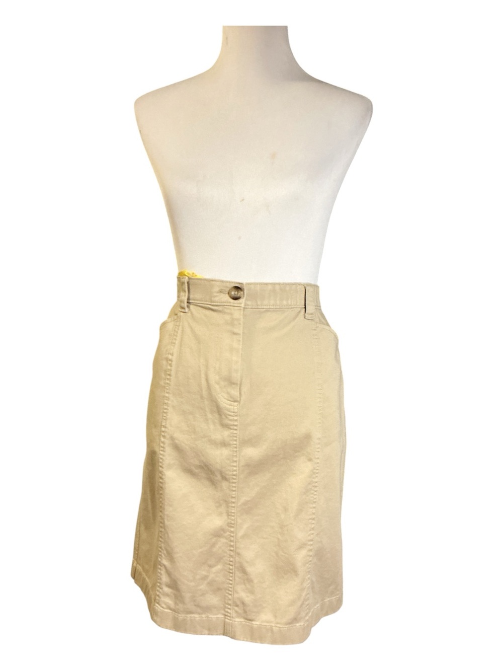 L.L. Bean Tan A-Line Cotton Midi Skirt